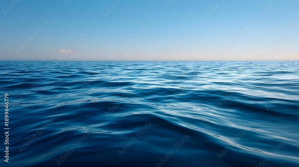 Obraz premium Serene blue ocean surface with gentle waves under a clear sky calm and tranquil natural scene