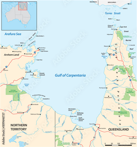 Map of the Gulf of Carpentaria in northern Australia