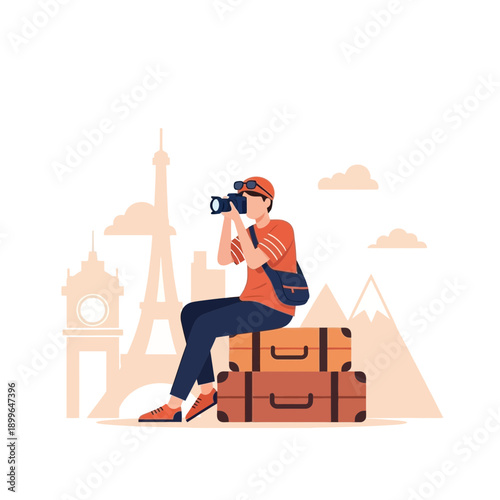 Capturing Global Adventures With A Camera And Luggage In A Parisian Setting