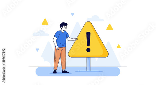 Cautionary Symbol Alerting Person Danger Warning Sign Illustration