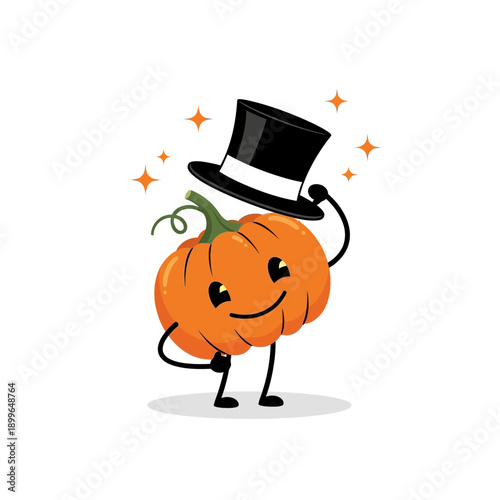 Charming Pumpkin Character Tip-Tops Hat With Festive Sparkle