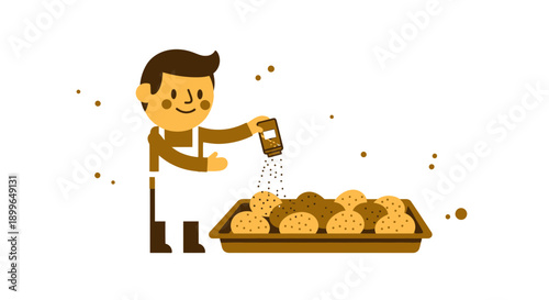 Chef Preparing Delicious Potatoes With Seasoning For Gastronomic Delight