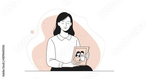 Cherished Memories A Woman Holds A Framed Photograph of A Couple