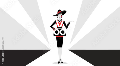 Chic Geometric Fashion Model Presenting Designs On Minimalist Runway