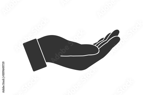 Hand gesture offer or receive. Outstretched hand  with palm upward. Graphic icon  isolated on white background. Vector illustration