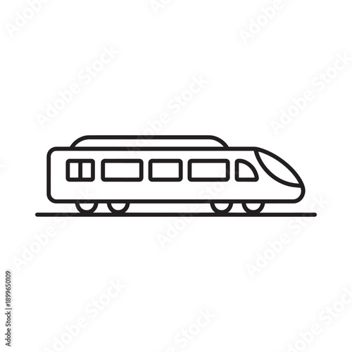 Simple line drawing of a modern high speed train on railway tracks