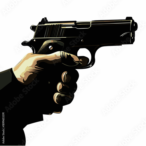 Dramatic Close-up of a Hand Holding a Handgun