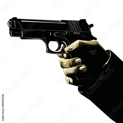 Dramatic Close-up of a Hand Holding a Handgun