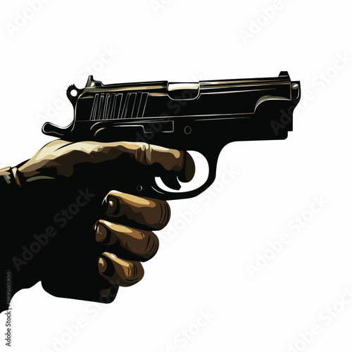 Dramatic Close-up of a Hand Holding a Handgun
