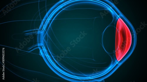 Eye parts anatomy with colorful background. 3d render