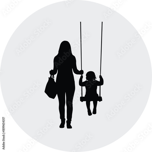 Mother and child on a swing