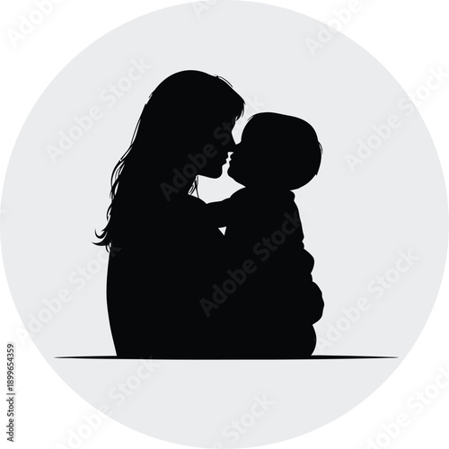 Silhouette of a mother and child sharing a tender moment