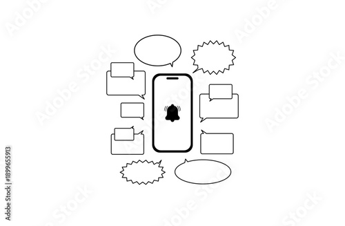 通知が大量に届いてうるさいスマホのフラットイラスト