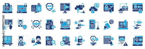 Authentication Icon Collection Set. Glyph Color Style Icon Vector Illustration.