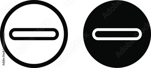 Minus Button Icons in Black and White