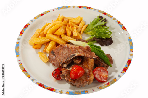 Lamb with boiled potatoes and vegetables