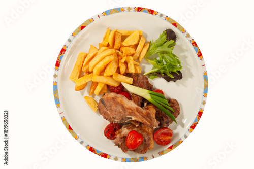 Lamb with boiled potatoes and vegetables