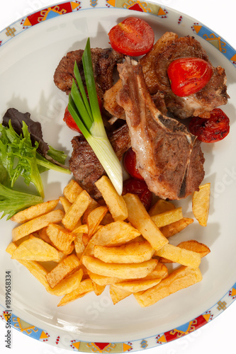 Lamb with boiled potatoes and vegetables