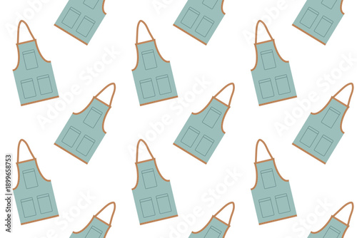 Seamless pattern with a garden apron. Summer series of flat illustrations. Tools for growing plants, gardening, and vegetable gardening.