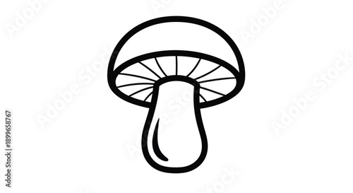 Simple black and white illustration of a single mushroom