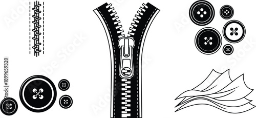 Zipper and hardware parts diagram