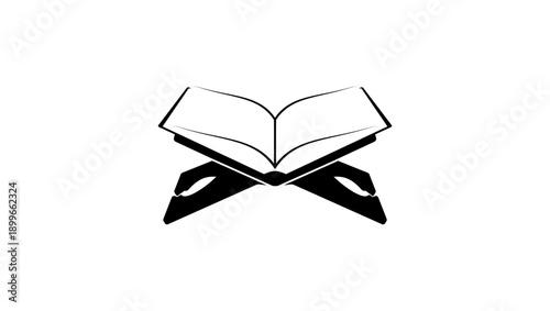 Islamic quran book, black isolated silhouette