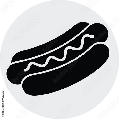 Hot dog icon with bun and sausage