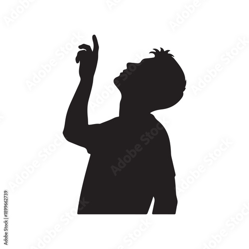 Man hand up cartoon silhouette looking up silhouette vector flat illustration design.
