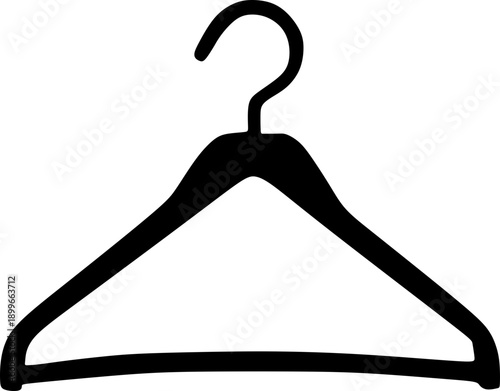Clothes Hanger Silhouette Icon – Simple Black Garment Symbol on Transparent Background  icon is transparent background SVG