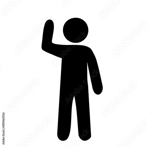 Person raising hand pictogram icon / hand up / gesture
手を挙げる人のピクトグラムアイコン｜挙手・意思表示