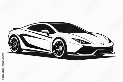 Sleek white sports car design modern luxury vehicle illustration