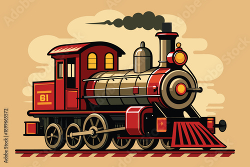 Vintage steam locomotive train retro railroad transportation travel journey nostalgia classic engine