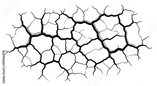Intricate pattern of thick black cracks resembling a shattered surface or parched dry earth