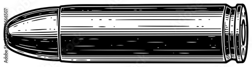 Vintage engraving illustration of a firearm bullet in woodcut style