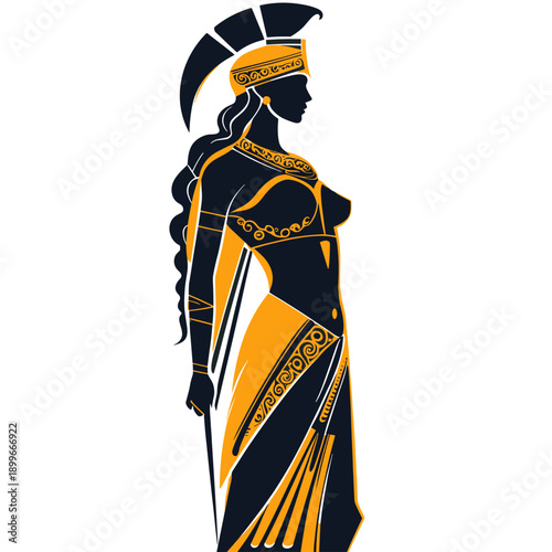 Silhouette of a Strong Female Warrior in Ancient Greek Style