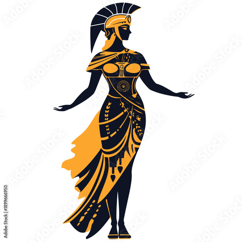 Silhouette of a Strong Female Warrior in Ancient Greek Style