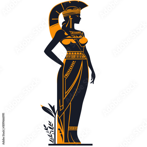 Silhouette of a Strong Female Warrior in Ancient Greek Style