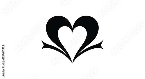 A stylized black heart shape with pointed extensions isolated on white