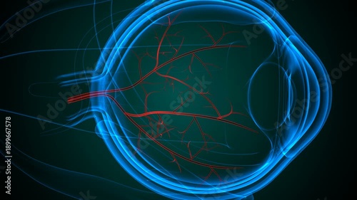 Anatomy of the Optic Nerve and Retina blood Vessels. 3d render