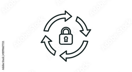 Security cycle a padlock surrounded by circular arrows