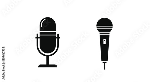 Two black microphone icons displayed on a white background