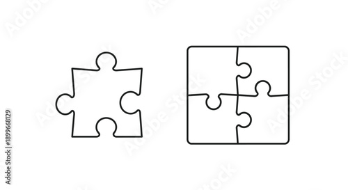 Simple illustration of two jigsaw puzzle pieces one fitting into another