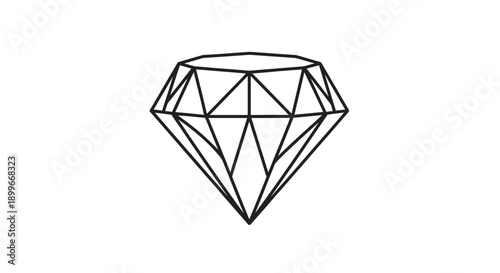 A simple black and white line drawing of a faceted diamond shape