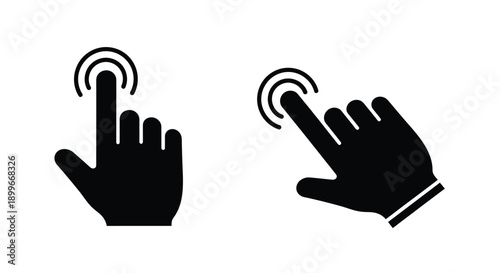Two black hand icons depicting a finger pressing or touching
