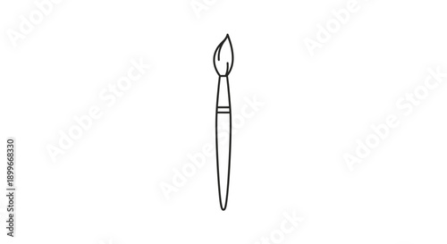 Simple line drawing of a paintbrush vertically oriented and isolated