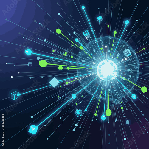 Isolated a Concept of Network, technology, internet communication. 3d illustration vector art.