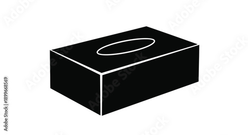 Simple black and white illustration of a tissue box with an opening