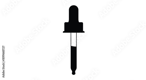 Simple black silhouette of a dropper with liquid inside