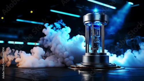 Wallpaper Mural A blue light bulb sitting on top of a table in a dark room Torontodigital.ca