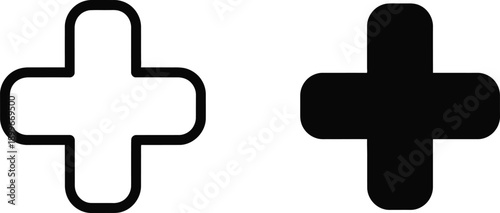 Plus Sign Icons in Black and White